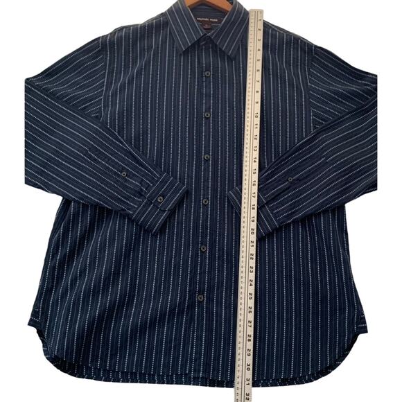 MICHAEL KORS Mens Blue and White Striped Dress Shirt Button Down Long Sleeve XL - Picture 5 of 11